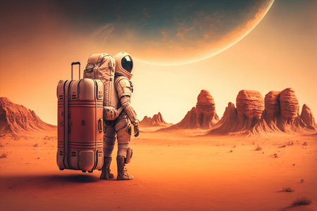 Astronaut Tourist Colonizer on other Planet. Generative AI. high quality illustrationの写真素材