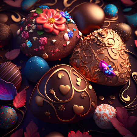 Chocolate sweet candies luxury pralines studio shot. Generative AI. high quality illustrationの写真素材