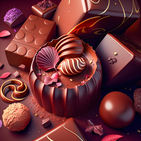 Chocolate sweet candies luxury pralines studio shot. Generative AI. high quality illustrationの写真素材