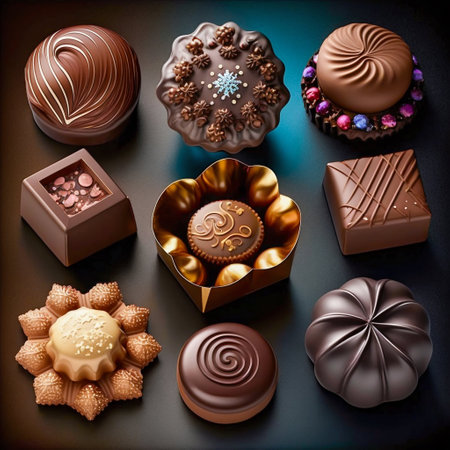 Chocolate sweet candies luxury pralines studio shot. Generative AI. high quality illustrationの写真素材