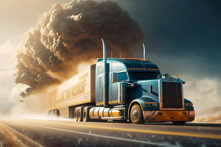 Cargo truck car on a highway. Generative AI. high quality illustrationの写真素材
