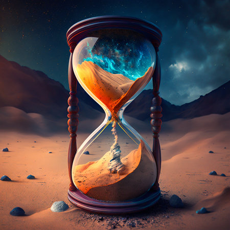 Hourglass flow of time and space. Generative AI. high quality illustration