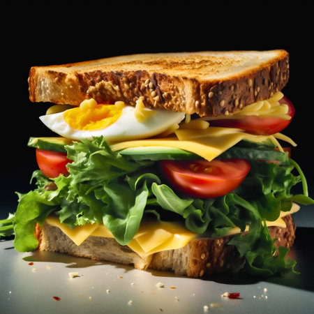 Sandwich toast with ingredients. Generative AI. high quality illustrationの写真素材