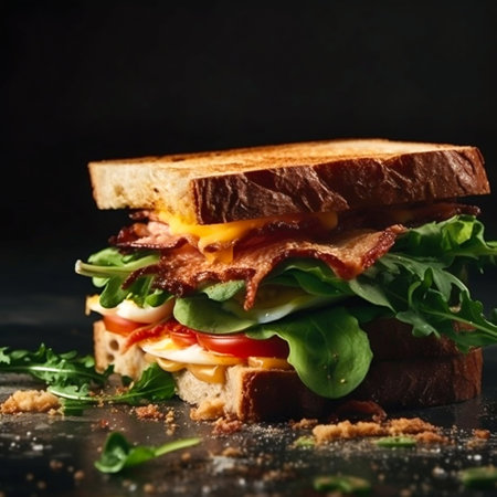 Sandwich toast with ingredients. Generative AI. high quality illustrationの写真素材