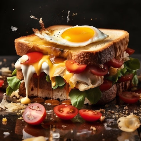 Sandwich toast with ingredients. Generative AI. high quality illustrationの写真素材