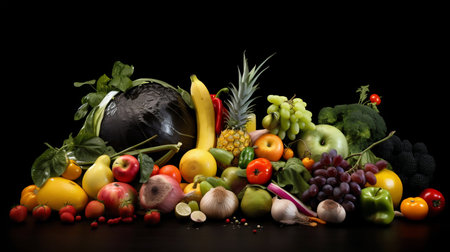 Summer seasonal juicy fruits and vegetables isolated. Generative AI. high quality illustrationの素材