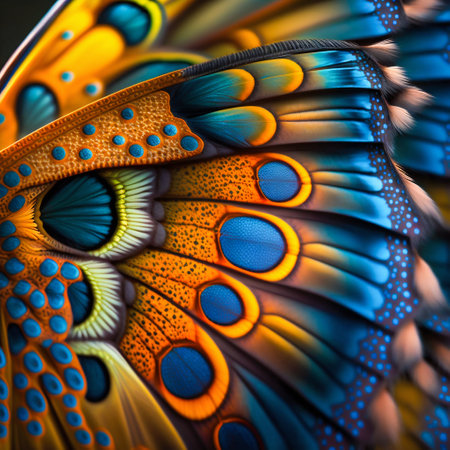 Vibrant butterfly wings closeup. Generative AI. high quality illustrationの素材
