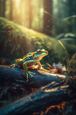 Frog in the forest closeup. Generative AI. high quality illustrationの写真素材
