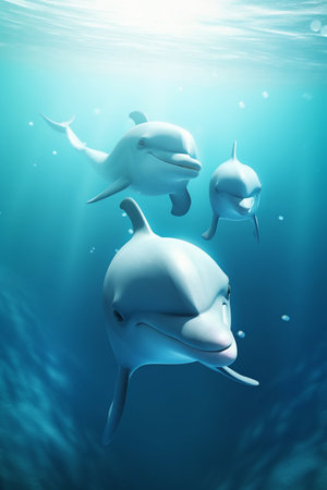 Dolphin in the sea underwater. Generative AI. high quality illustrationの写真素材