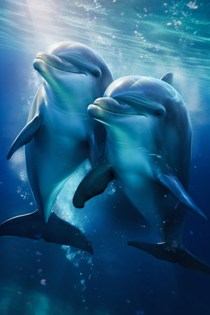 Dolphin in the sea underwater. Generative AI. high quality illustrationの写真素材