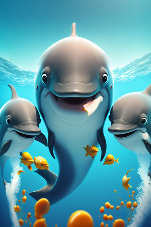 Dolphin in the sea underwater. Generative AI. high quality illustrationの写真素材