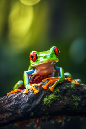 Frog in the forest closeup. Generative AI. high quality illustrationの写真素材