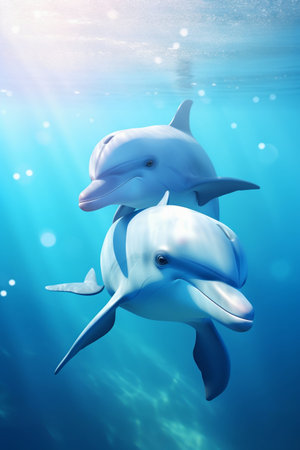 Dolphin in the sea underwater. Generative AI. high quality illustrationの写真素材