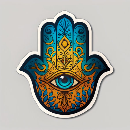 Hamsa hand symbol sticker. Generative AI. high quality illustrationの素材