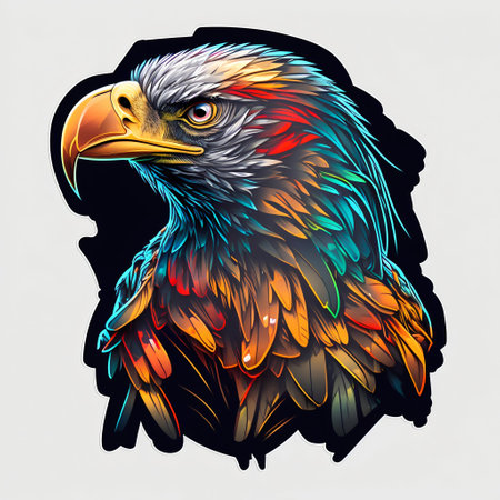 Eagle portrait sticker. Generative AI. high quality illustrationの素材