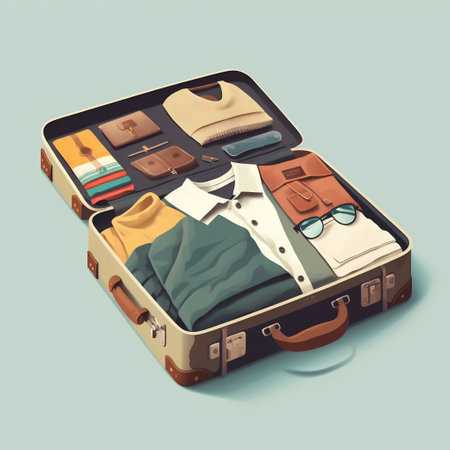 Travel open suitcase with clothes. Generative AI. high quality illustrationの写真素材