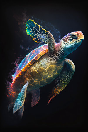 Turtle in the ocean. Generative AI. high quality illustrationの写真素材