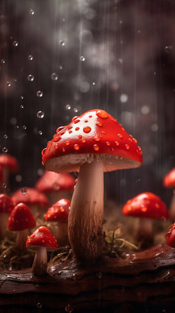 Fly agaric mushrooms. Generative AI. high quality illustrationの素材