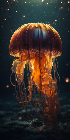 Glowing jellyfish under water. Generative AI. high quality illustrationの素材