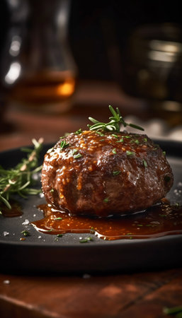 Meatballs served in a restaurant. Generative AI. high quality illustrationの素材