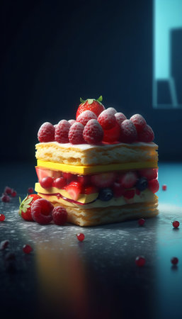 Fraisier fruit cake. Generative AI. high quality illustrationの素材