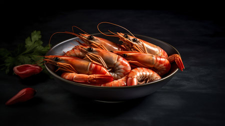 fresh red shrimps food photo. Generative AI. high quality illustrationの素材