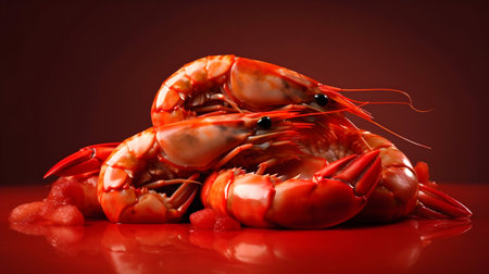 fresh red shrimps food photo. Generative AI. high quality illustrationの素材