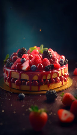 Fraisier fruit cake. Generative AI. high quality illustrationの素材