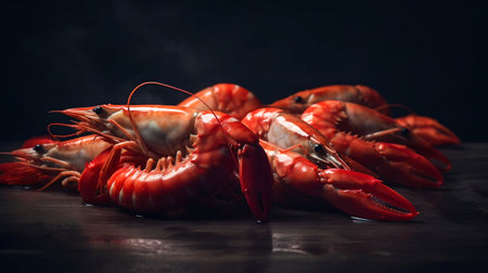 fresh red shrimps food photo. Generative AI. high quality illustrationの素材