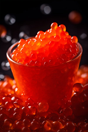 Fresh red caviar food photography. Generative AI. high quality illustrationの素材