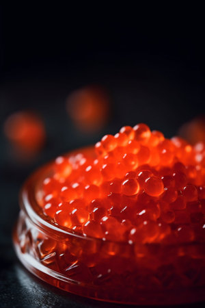 Fresh red caviar food photography. Generative AI. high quality illustrationの素材
