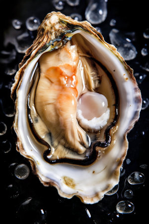 Oysters sea food. Generative AI. high quality illustrationの素材