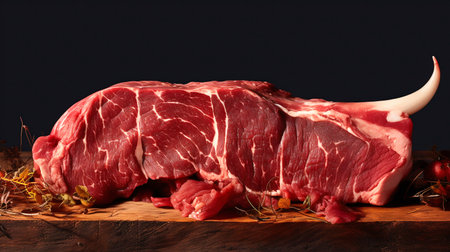 Cow fresh raw juicy meat. Generative AI. high quality illustrationの素材