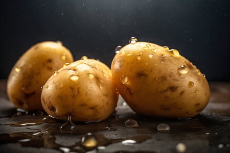 Fresh Potatoes illustration. Generative AI. high quality illustrationの素材