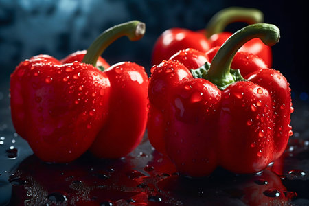 Fresh Red Bell Peppers. Generative AI. high quality illustrationの素材