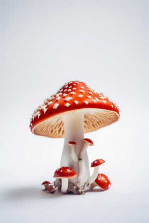 Fly Agarics Isolated on White Background. Generative AI. high quality illustrationの素材