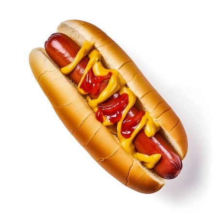 Hot dog isolated on white background. Generative AI. high quality illustrationの素材
