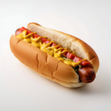 Hot dog isolated on white background. Generative AI. high quality illustrationの素材