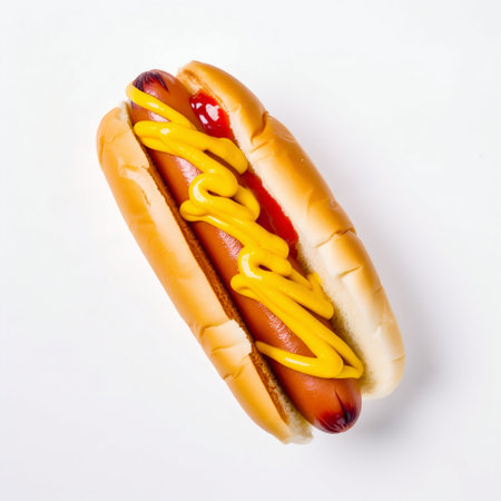 Hot dog isolated on white background. Generative AI. high quality illustrationの素材