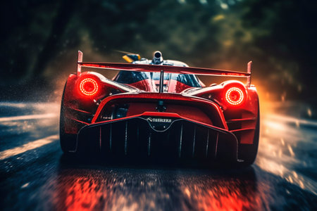 Red Race Car in Motion Blur. Generative AI. high quality illustrationの素材