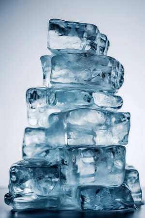 Ice Cubes on a white background. Generative AI. high quality illustrationの素材