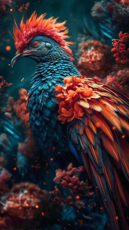 Vibrant Colorful Bird Closeup. Generative AI. high quality illustrationの素材