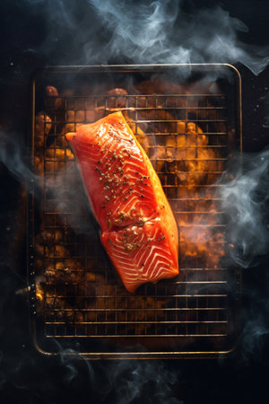 Grilled Salmon on Barbecue. Generative AI. high quality illustrationの素材