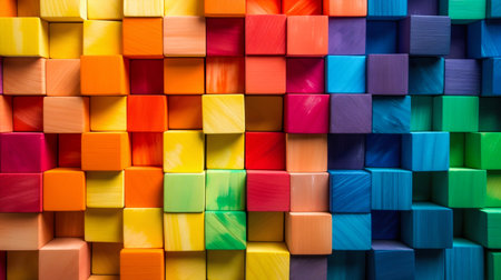 Colorful Rainbow Blocks Background. Generative AI. high quality illustrationの素材