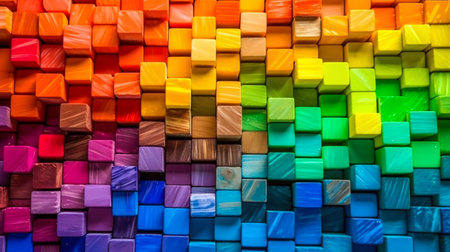Colorful Rainbow Blocks Background. Generative AI. high quality illustrationの素材
