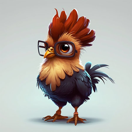 Cute Rooster Cartoon Character Illustration Isolated on White Background. Generative AI. high quality illustrationの素材