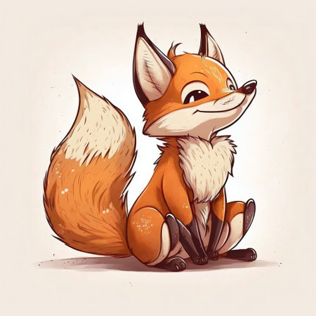 Funny Fox Cartoon Character Illustration Isolated on White Background. Generative AI. high quality illustrationの素材