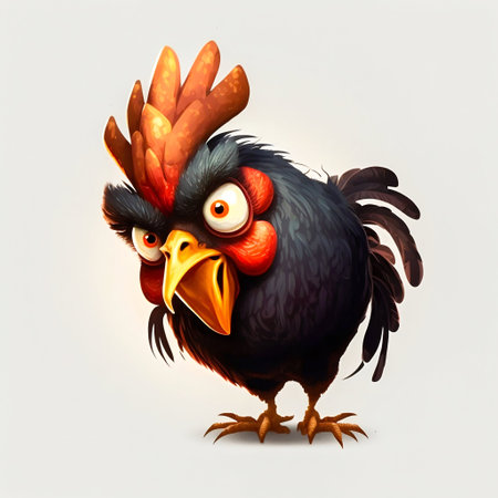 Cute Rooster Cartoon Character Illustration Isolated on White Background. Generative AI. high quality illustrationの素材