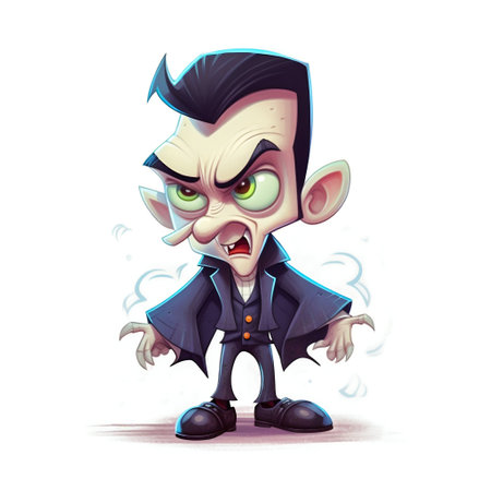 Dracula Vampire Cartoon Illustration. Generative AI. high quality illustrationの素材
