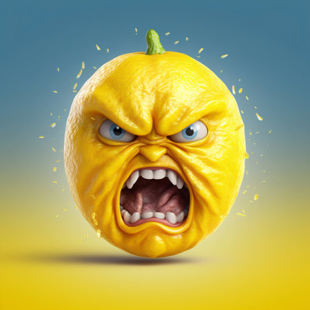 Angry Yellow Lemon. Generative AI. high quality illustrationの素材